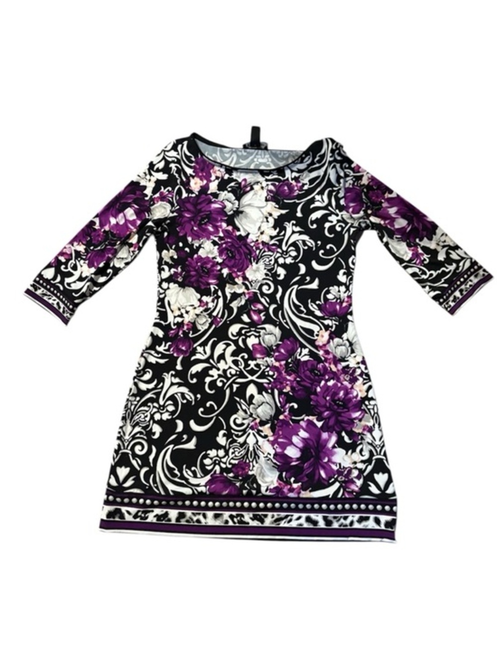 White House black market purple black paisley mini dress tunic top
